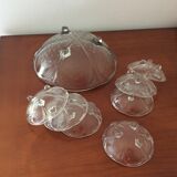 Service à salade de fruits sur 3 pieds en verre (saladier et 7 coupelles)