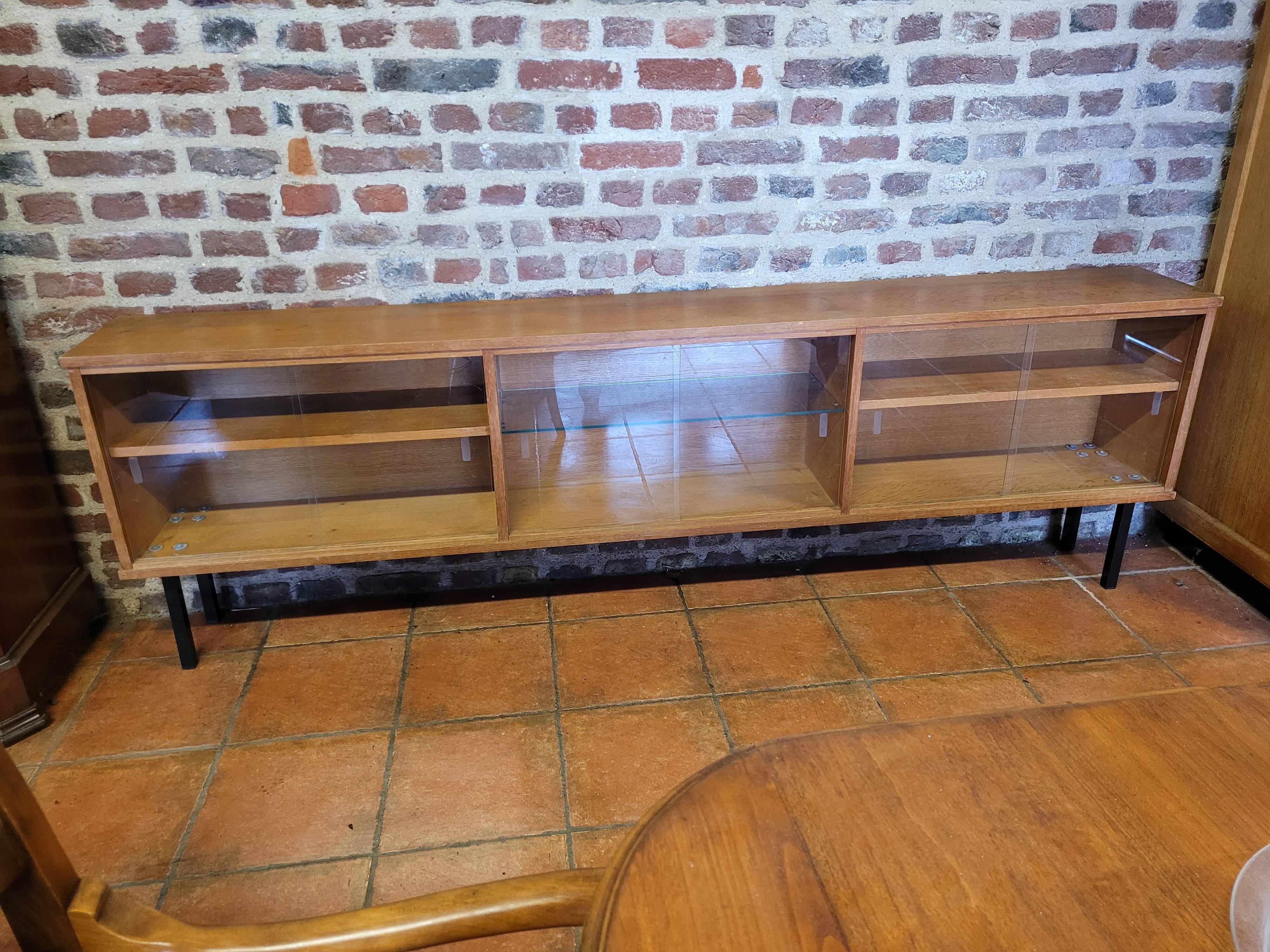 Enfilade vitrés vintage des années 60 en chêne