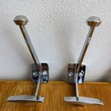 Set of four double hook coat racks in chromed metal