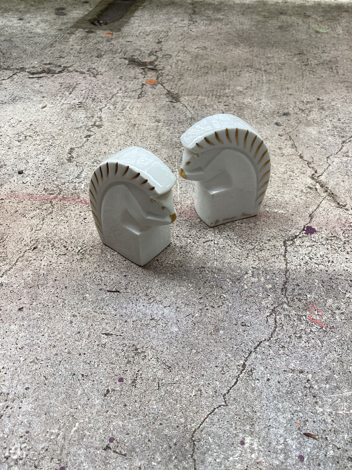 Pair of ceramic squirrels from Limoges signed Rys