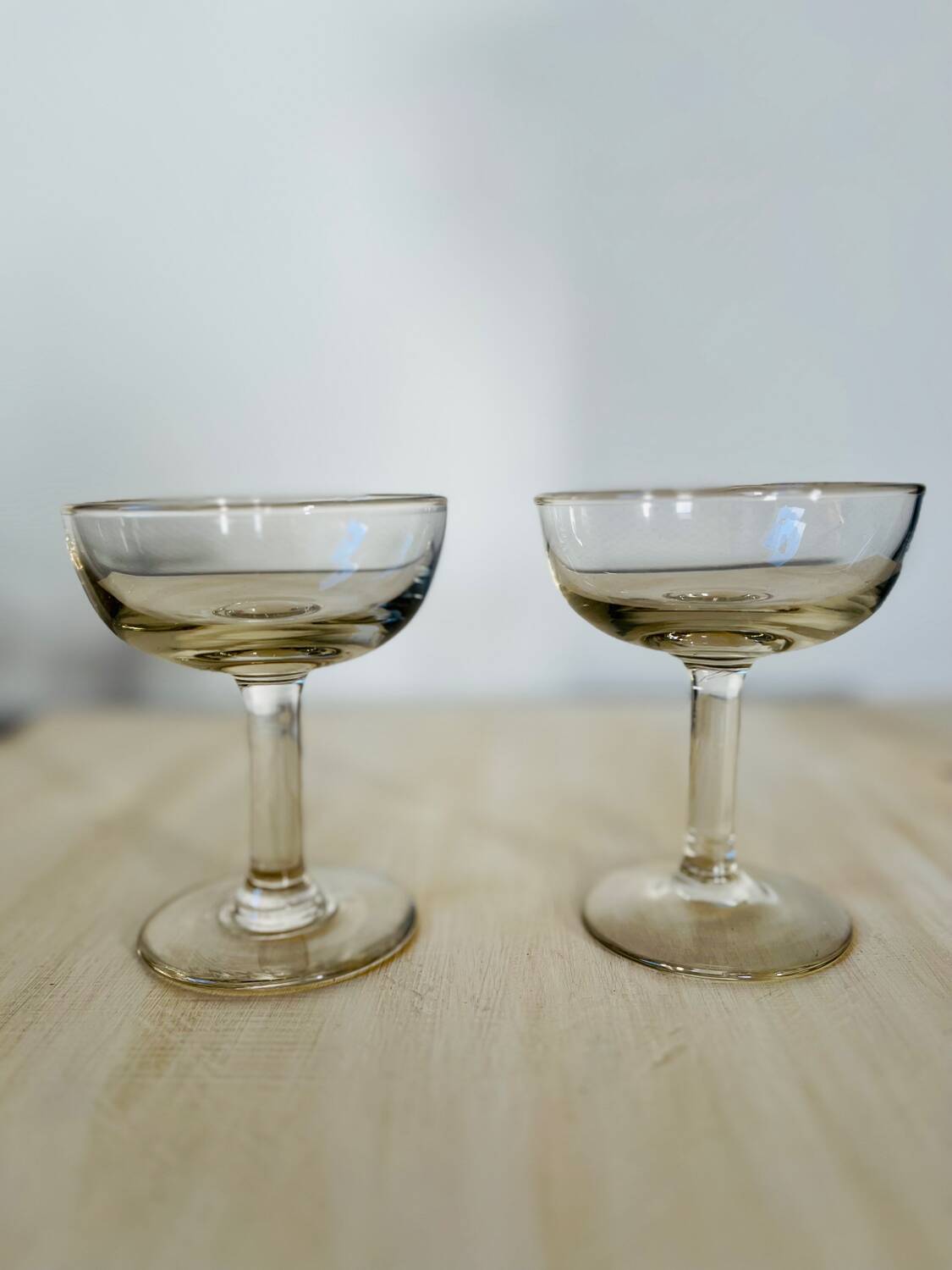 Set of 2 old champagne glasses