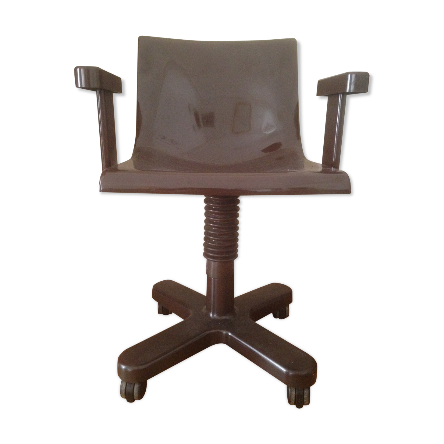 Brown Chair in metal and plastic by Ettore Sottsass for Olivetti Synthesis