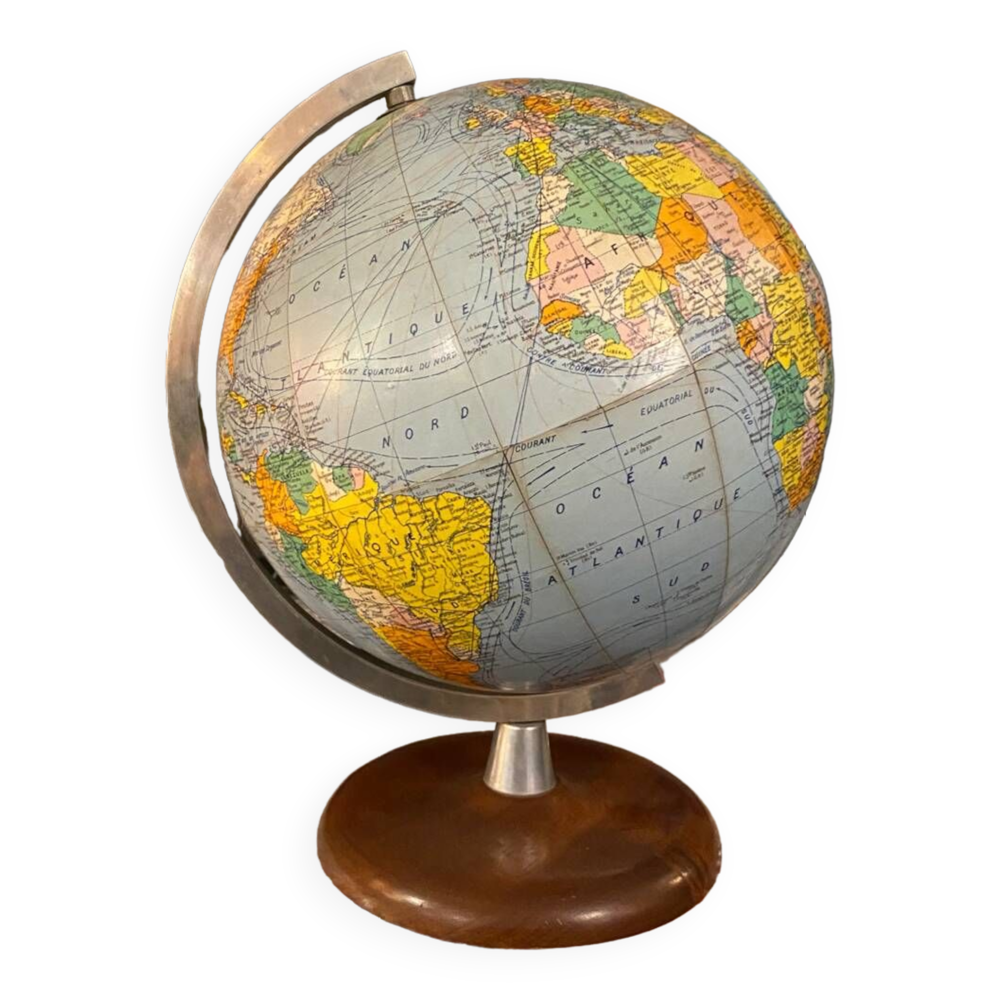 Vintage world map globe.