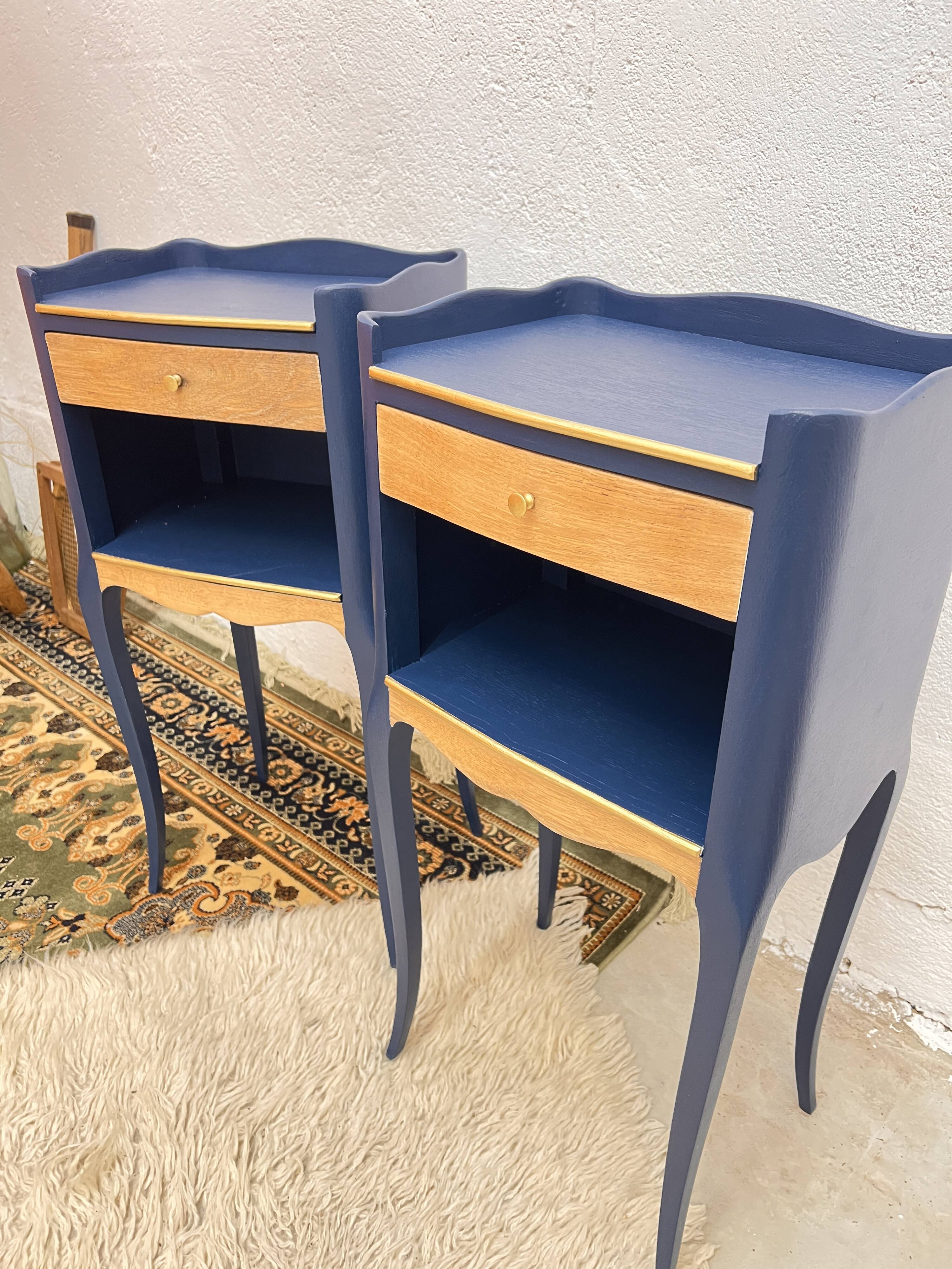 Pair of vintage oak bedside tables