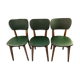 Set of 3 chairs in black mottled green leatherette