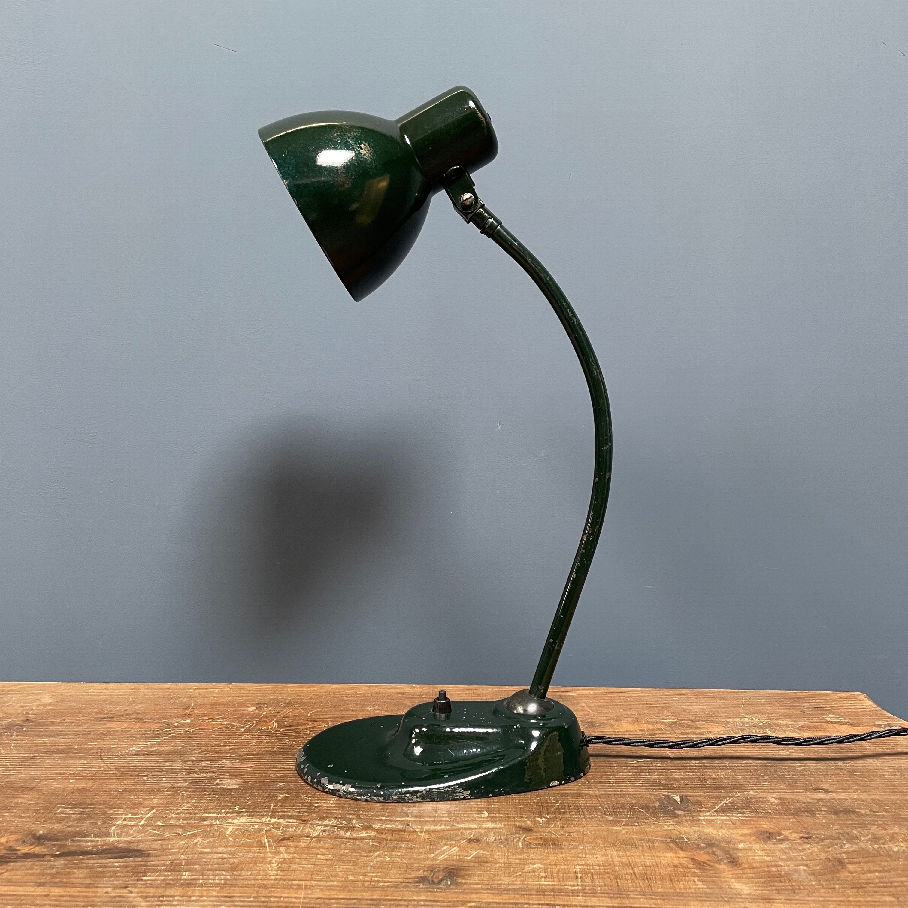 Dark green Kandem Bauhaus desk lamp model 1087 from the 1930s