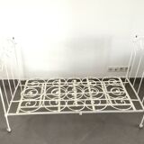 White wrought iron folding bed