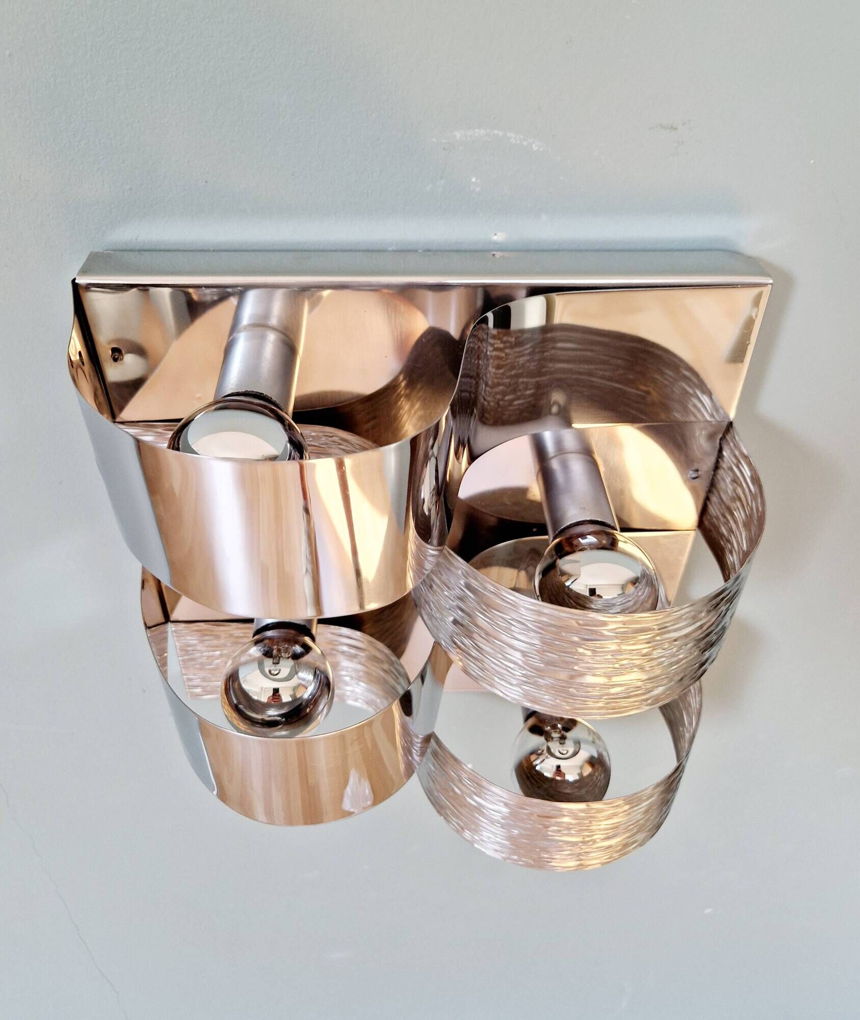 Chromed metal wall light, Goffredo Reggiani 1960s-70s