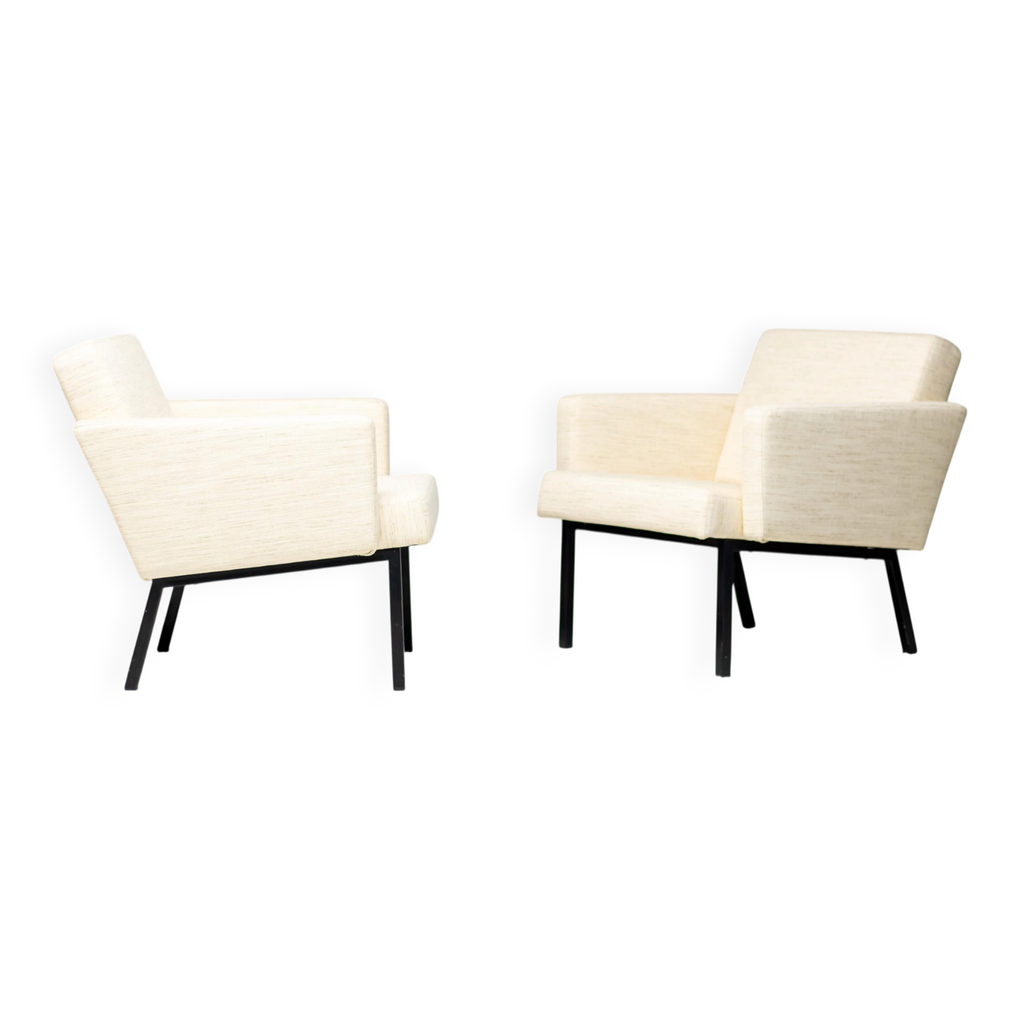 Pair of cream wool lounge chairs Martin Visser SZ48