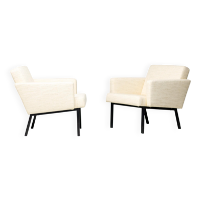 Paire de fauteuils de salon en laine crème Martin Visser SZ48