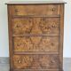 commode 4 tiroirs meuble rangement bois ronce de noyer ancienne vintag
