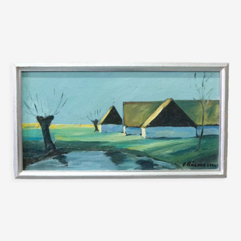 Viktor Rasmussen, Danish Modern Painting, 1970s, Oil on Canvas, Framed