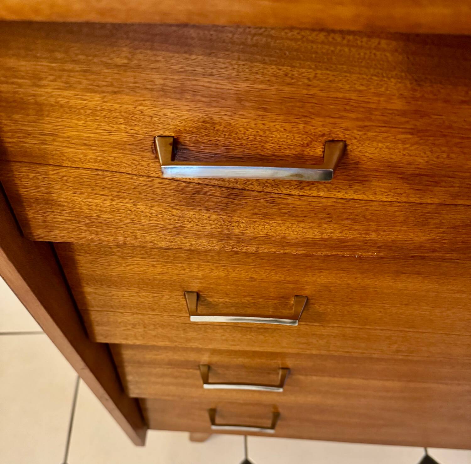 Vintage chest of drawers with compass feet