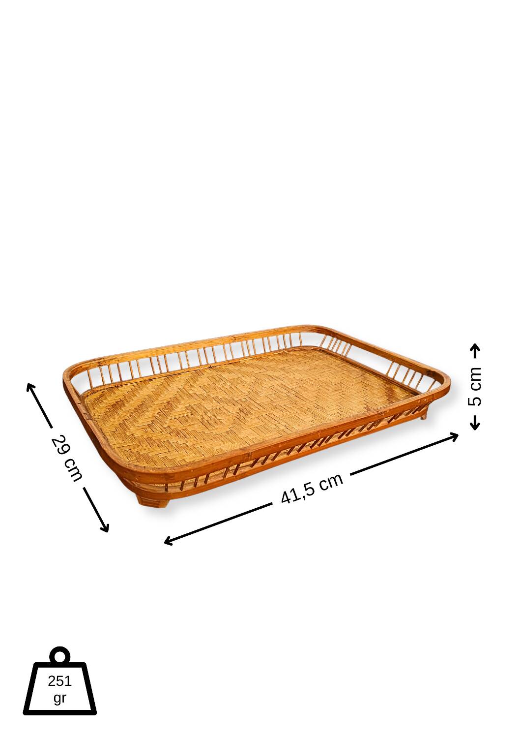 1960s Woven Bananaleaf & Rattan Serving Tray
