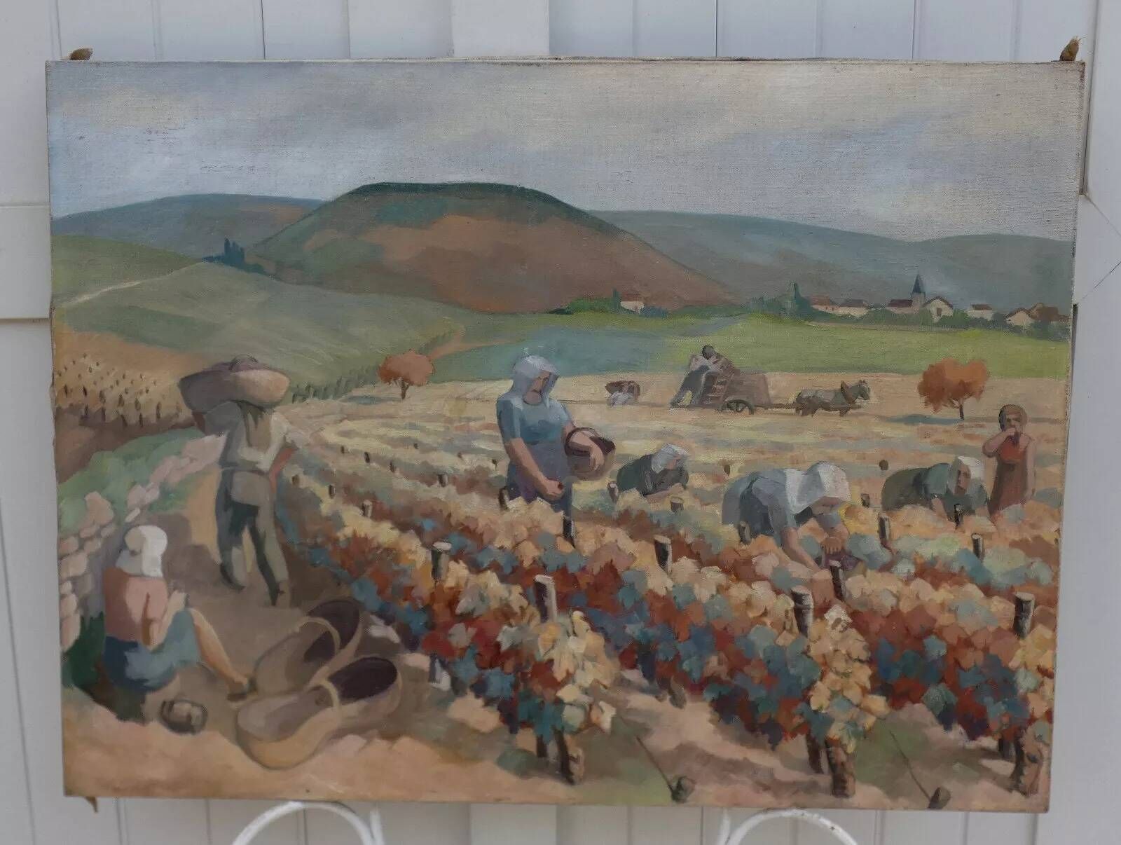 Early 19th Century "Autumn" English Hand Colored Etching of Harvest Scene,