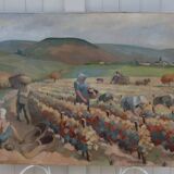 Early 19th Century "Autumn" English Hand Colored Etching of Harvest Scene,