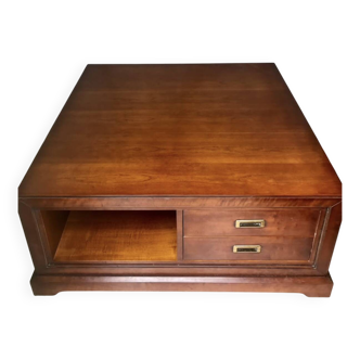 Solid wood coffee table with 4 drawers.