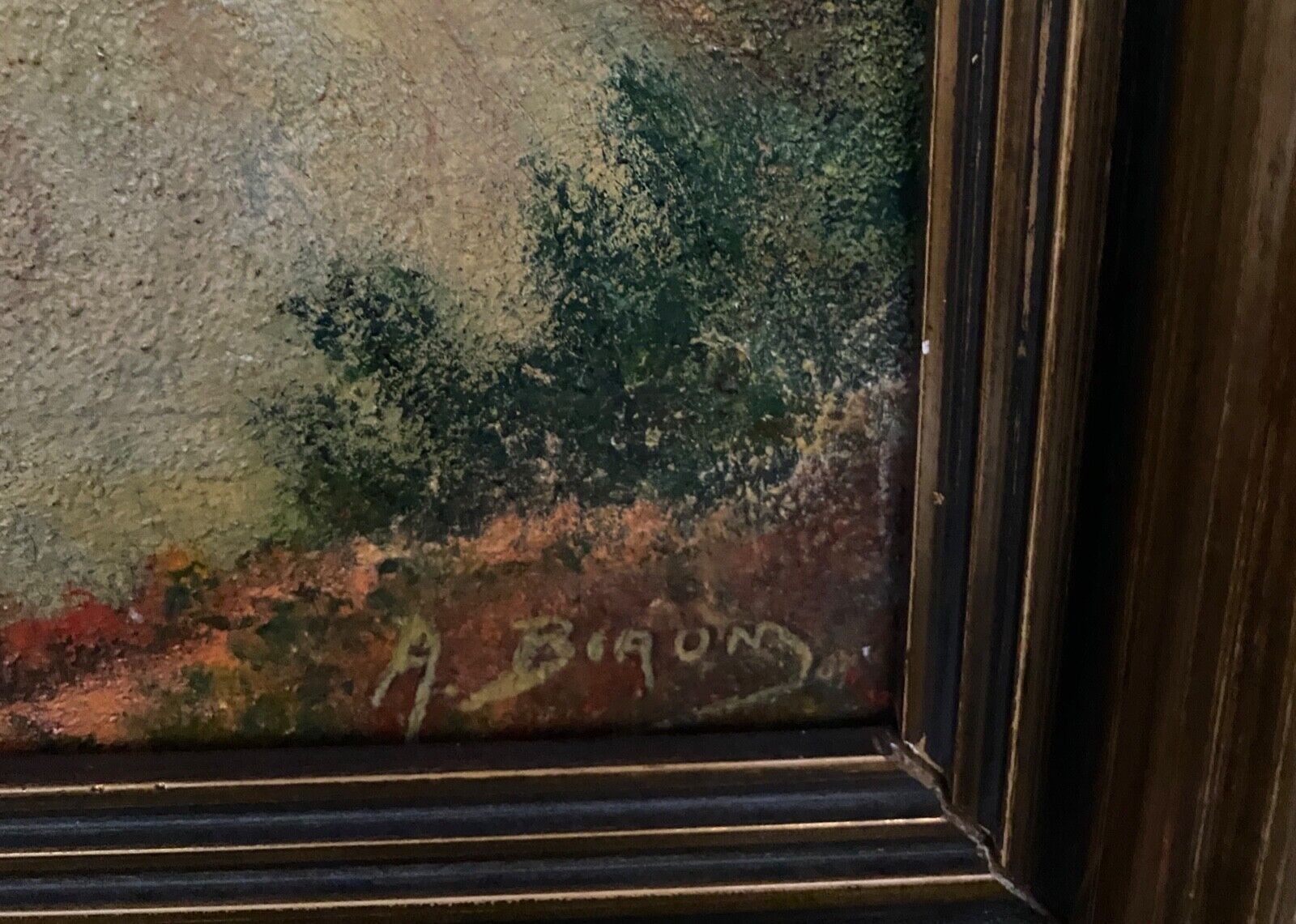Huile sur toile par A. Biron Pyrénées route du col d'Aspin XXe