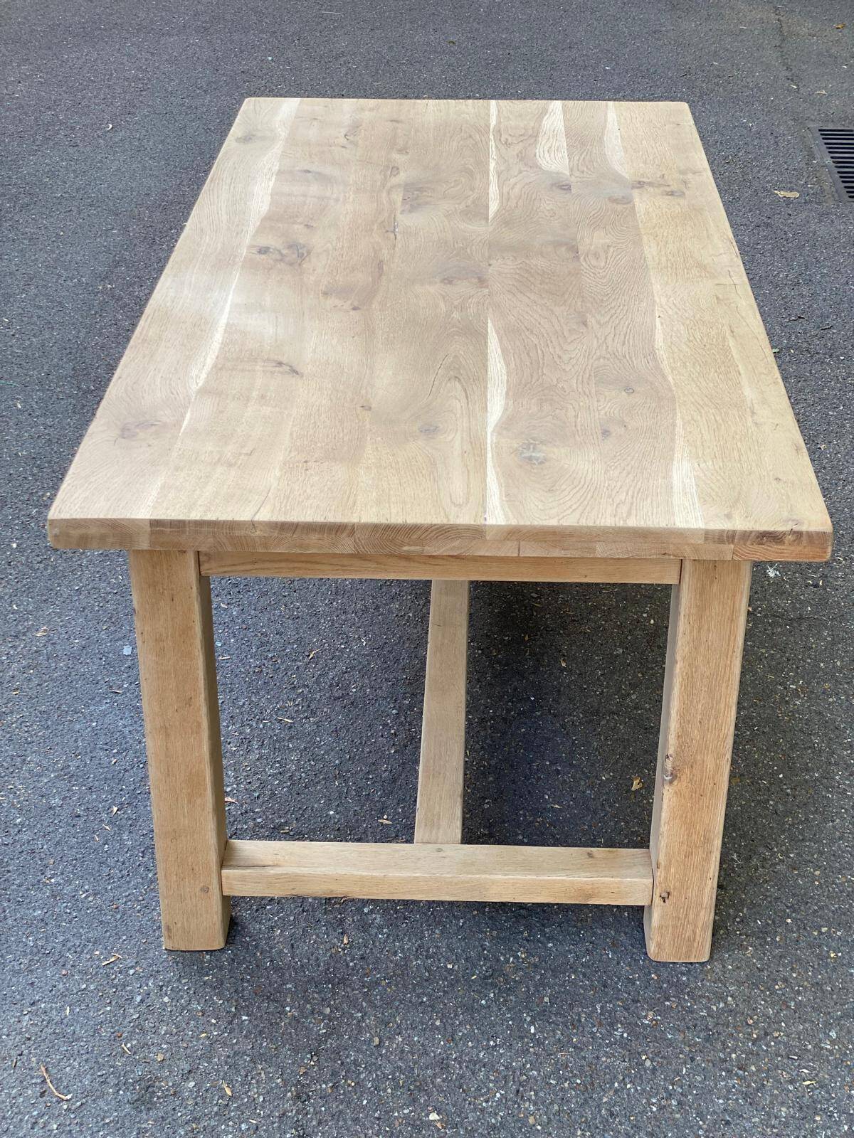 Farmhouse dining table extendable stripped in raw solid oak 180-270cm 1