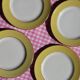 4 yellow L'amandinoise vintage dinner plates