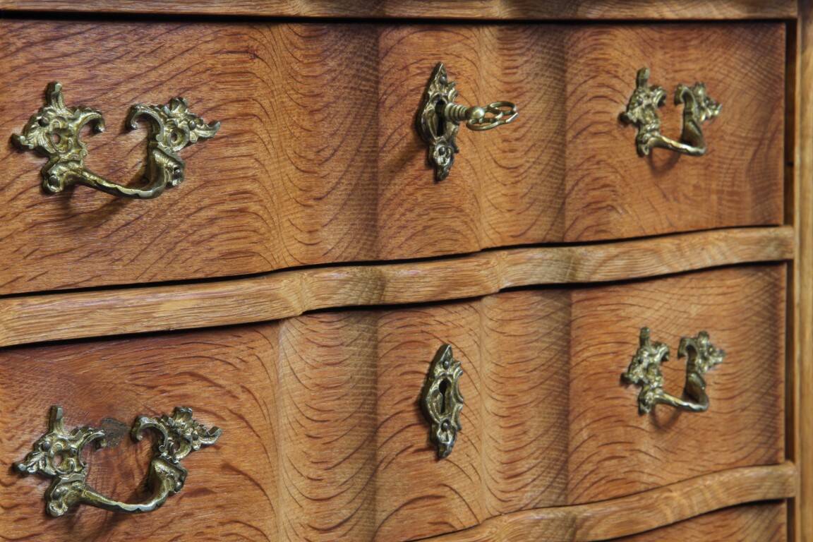 Vintage 1960s Danish Brutalist light oak dresser Kjærnulf & French style