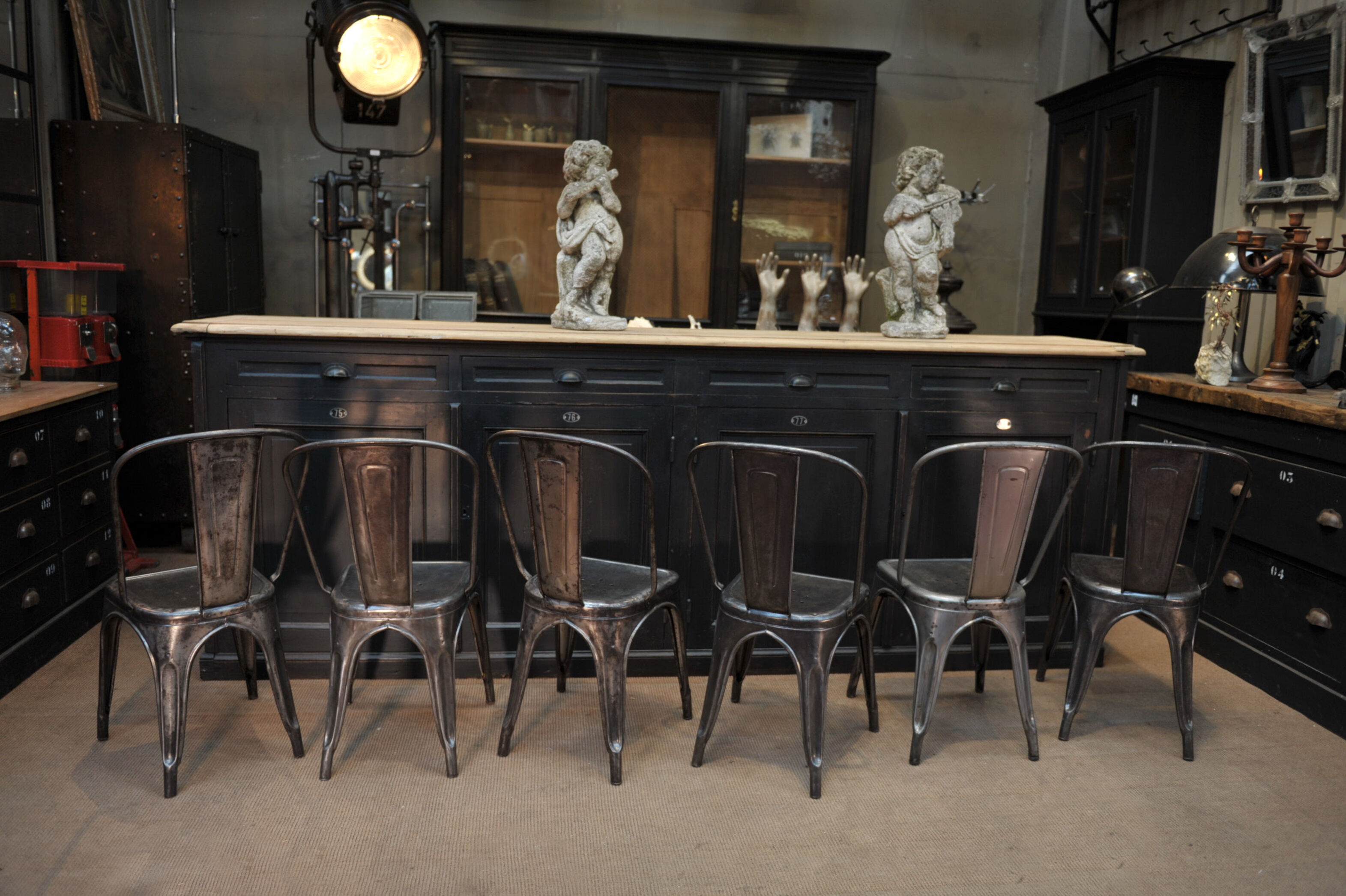 Lot of 6 old Tolix chairs 1950