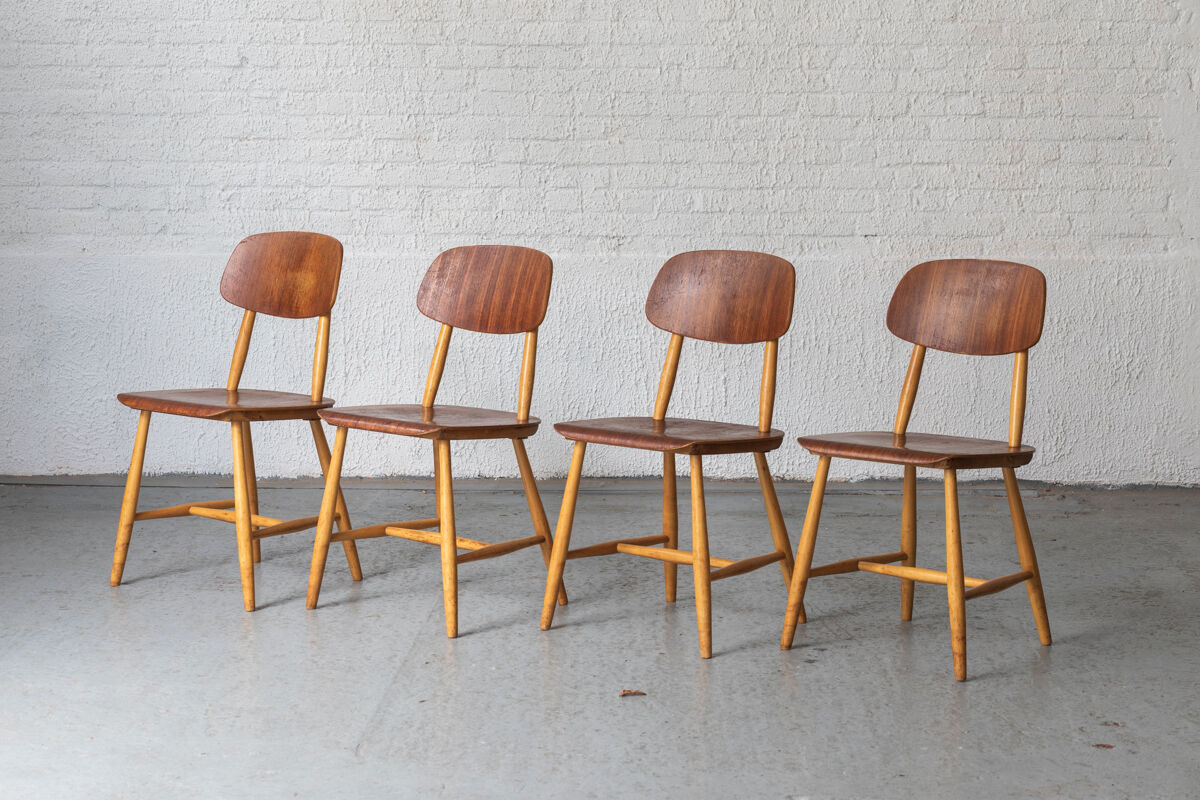 Set de 4 chaises de salle à manger par Martinsson & Axelsson pour Nässjö Stolfabrik, Suède, années 1960
