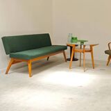 Banquette / Daybed modulable par Tatra , tissu bouclette chinée vert 1960