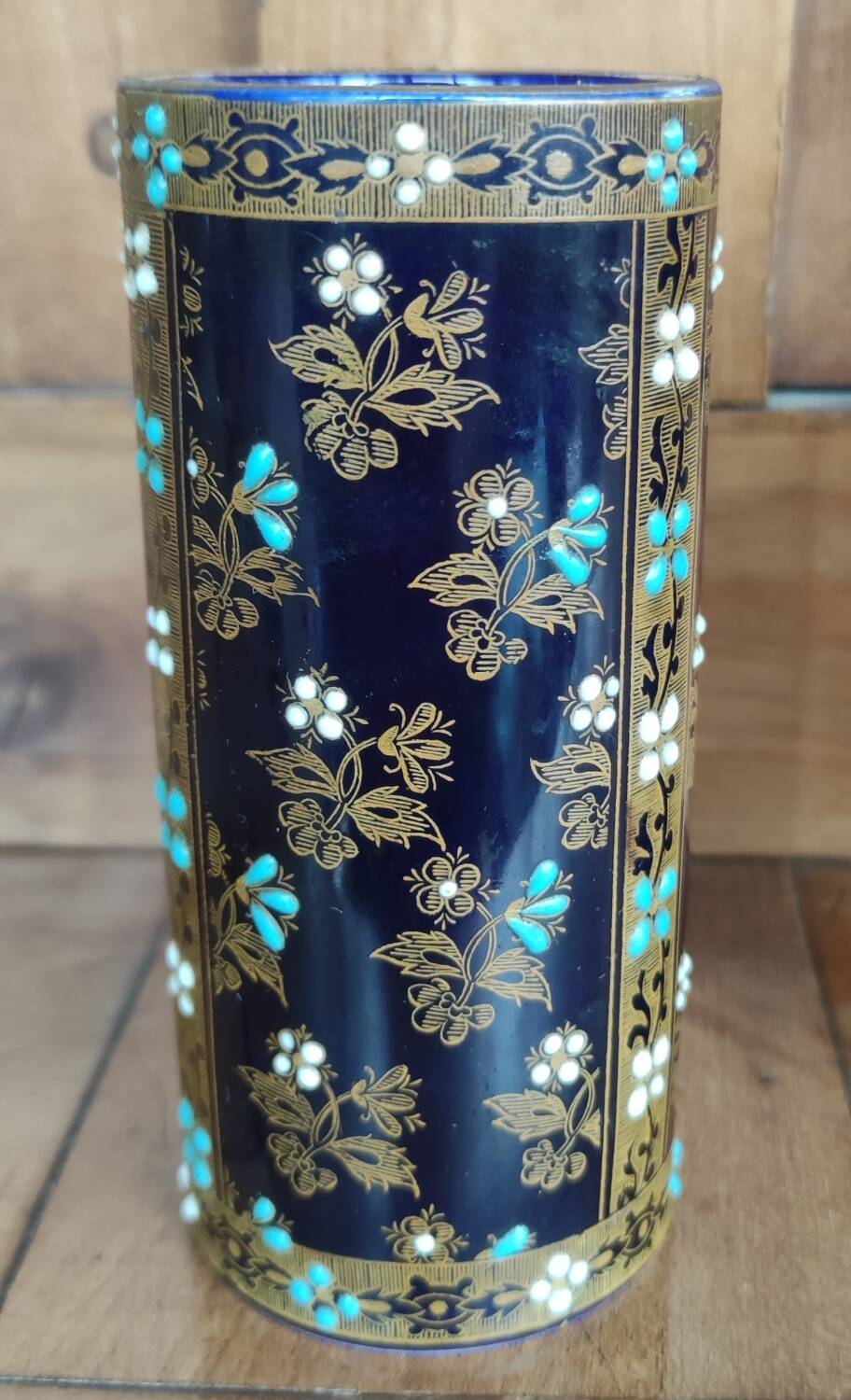 Old pair of Gien vases/enameled relief decoration
