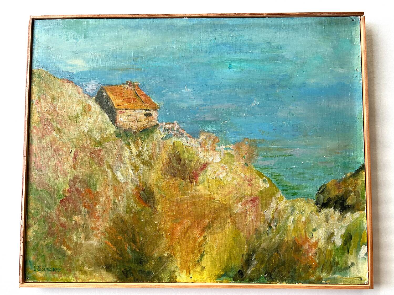Huile sur panneau L. Bourdenx, La Cabane des Pêcheurs, d'après Monet
