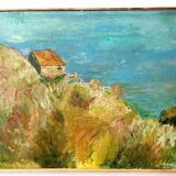 Huile sur panneau L. Bourdenx, La Cabane des Pêcheurs, d'après Monet