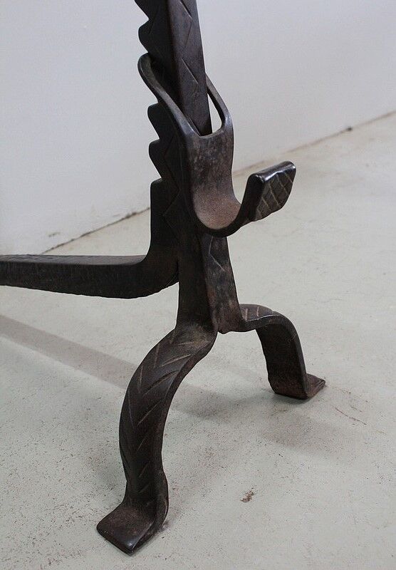 Pair of wrought iron chenets - late nineteenth century