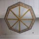 Large octagonal ceiling art deco wood and 1940s bubbled glass
