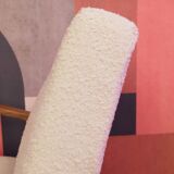 Vintage beige bouclé armchair with walnut wood from the 1950s.