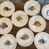 Series of 9 Gien fish plates