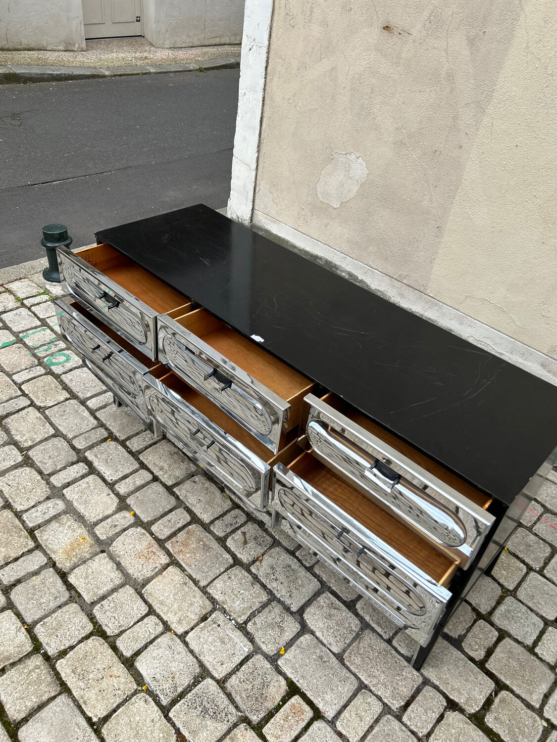 Commode Space Age Chromée par Henri Vallières