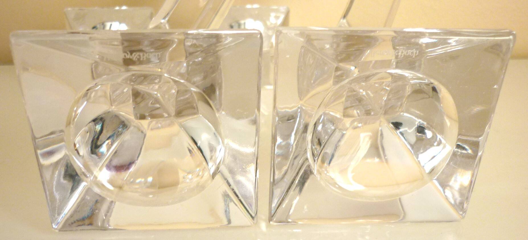 Pair of candlesticks, candelabra, crystal signed Villeroy & Boch, design and chic