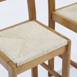 Tabourets de bar vintage italiens en bois et corde, lot de 2