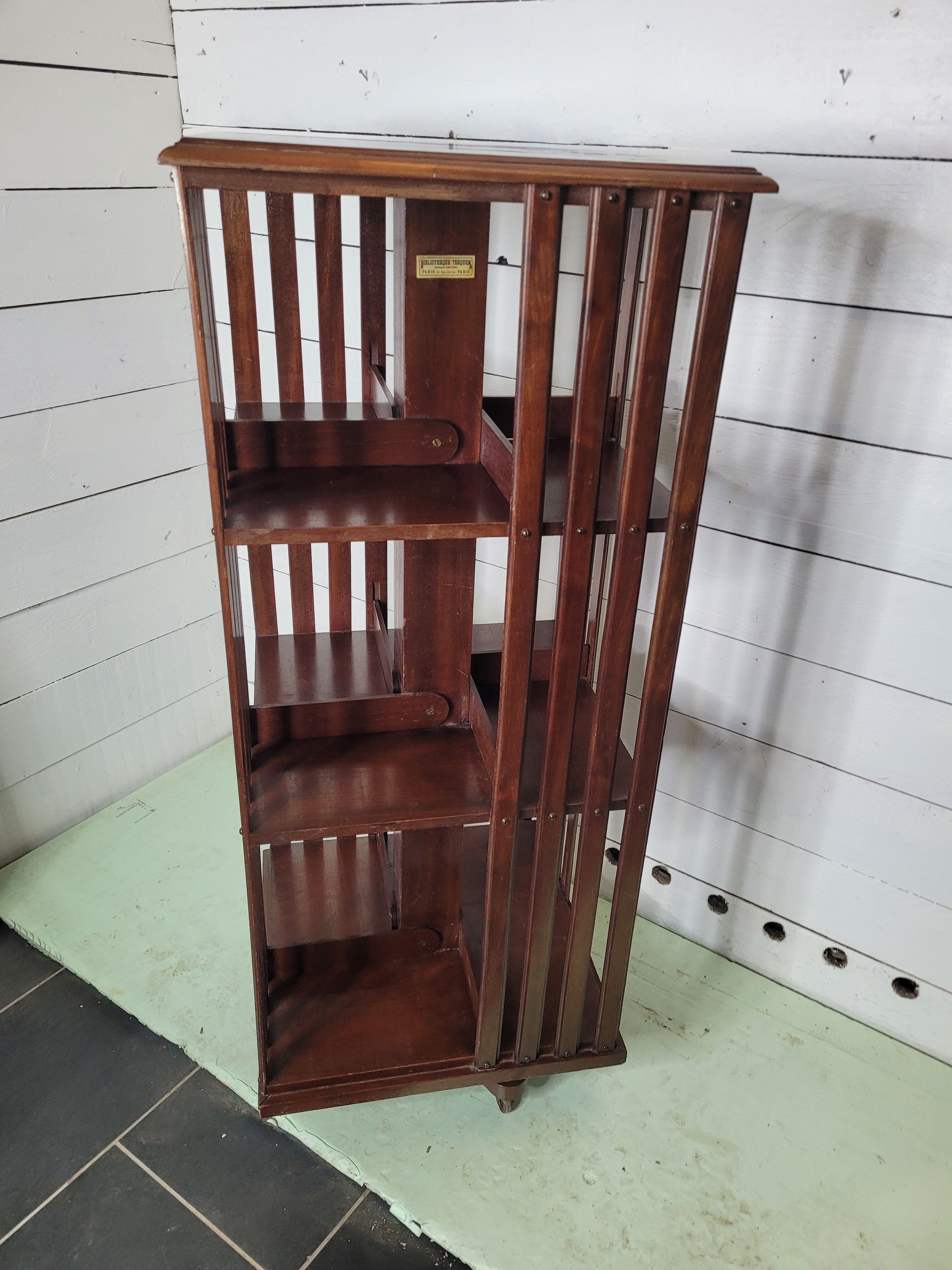 Mahogany revolving bookcase
