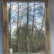 vintage bevelled mirror in rectangular shape, stucco and gilded wood in Louis XV baroque style