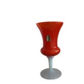 Vase calice en verre d'art italien moderne du milieu du siècle – Orange enrobé et Opa
