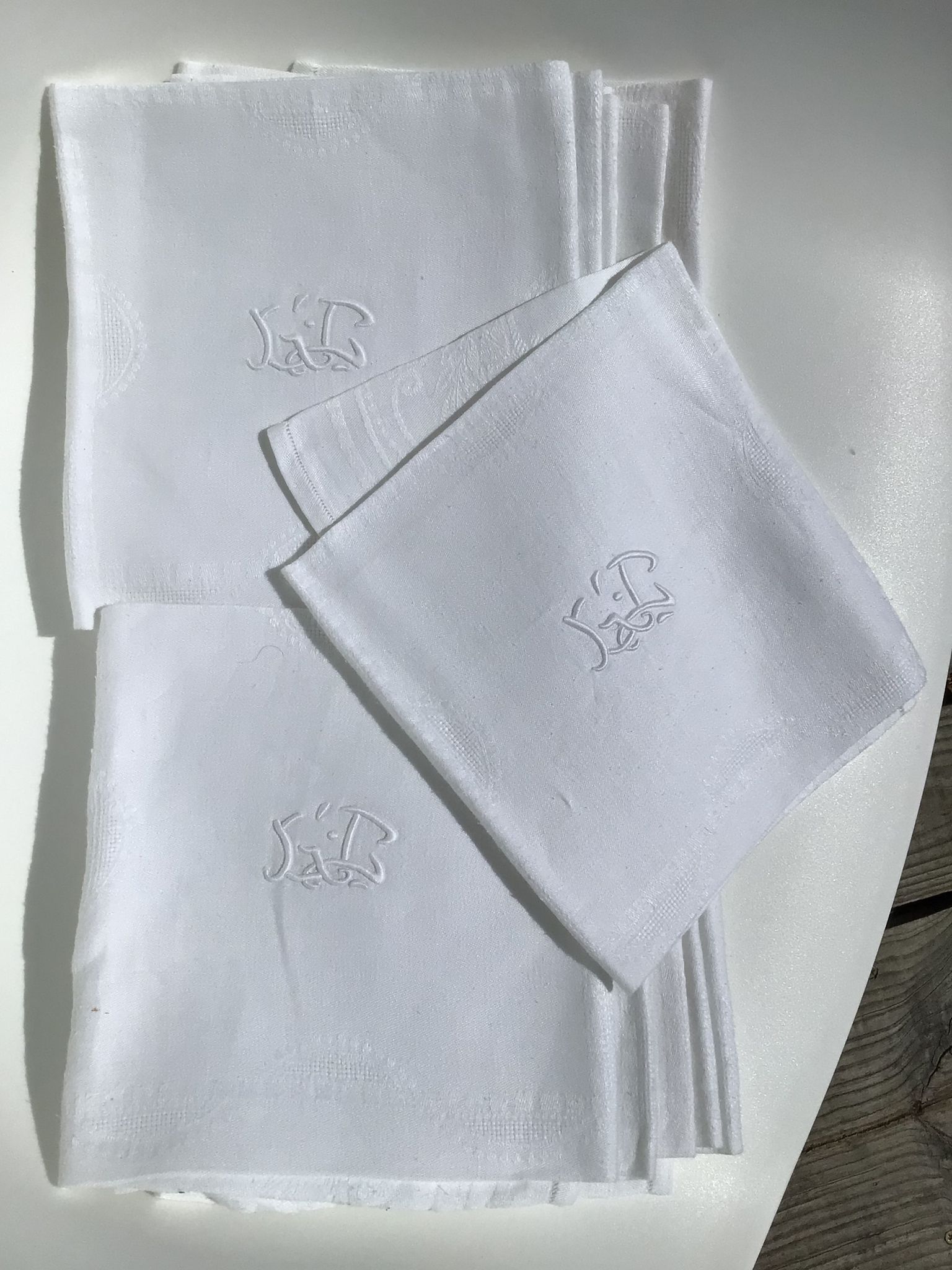 11 square napkins GC floral damask with cutwork