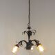 French vintage chandelier 3 lights green leaf amber glass 4966