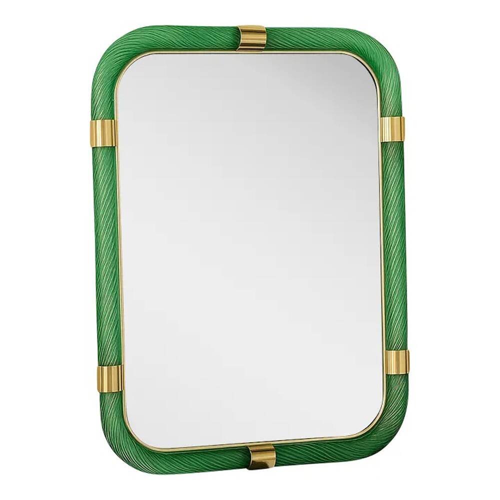Rectangular "Torciglione" Wall Mirror Murano Glass in Barovier Style