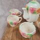 Adorable little vintage tea set in coloured earthenware.