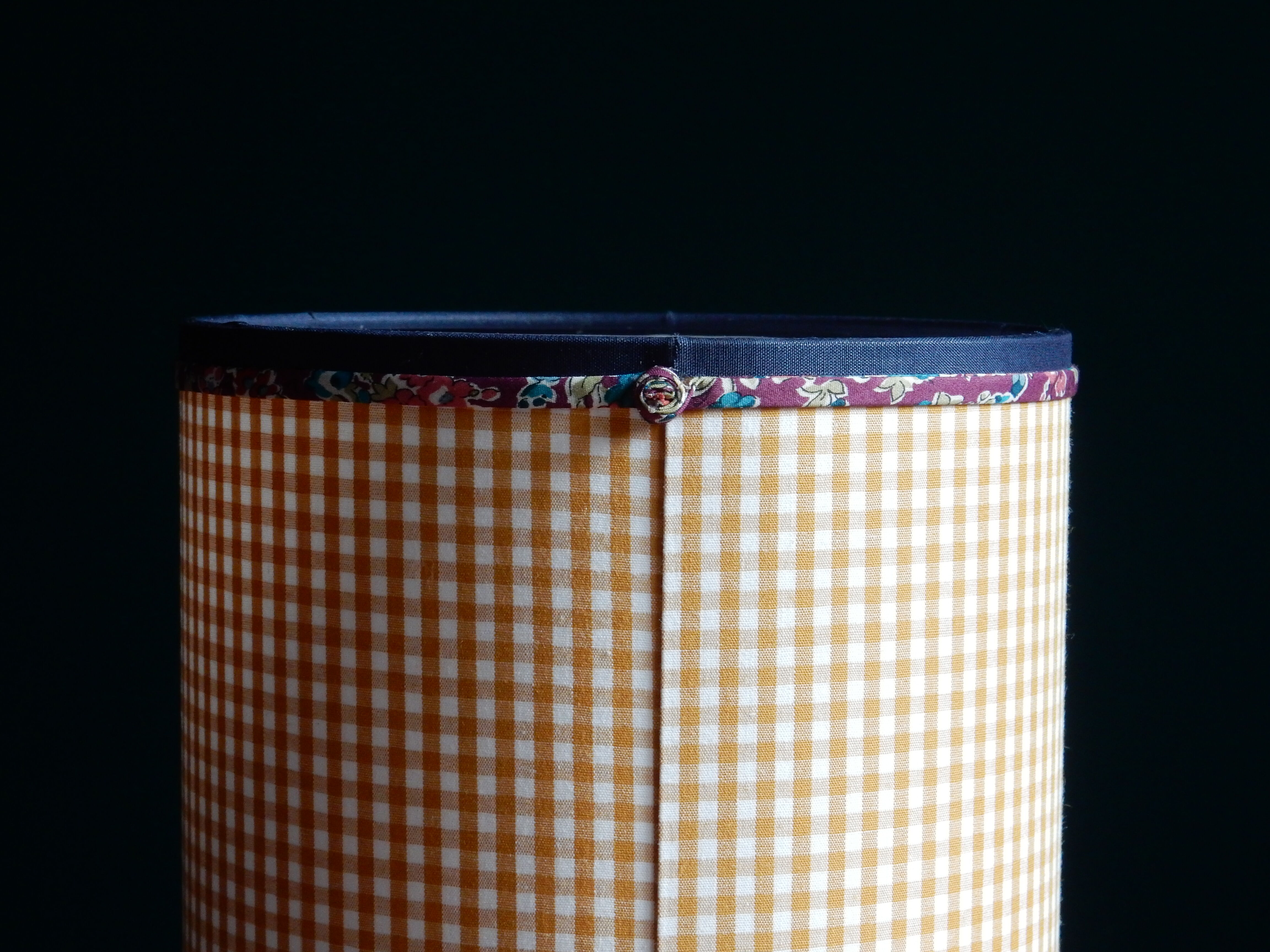 Cylindrical lampshade gingham fabric and liberty