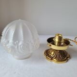 Art deco lamp in bronze and frosted glass