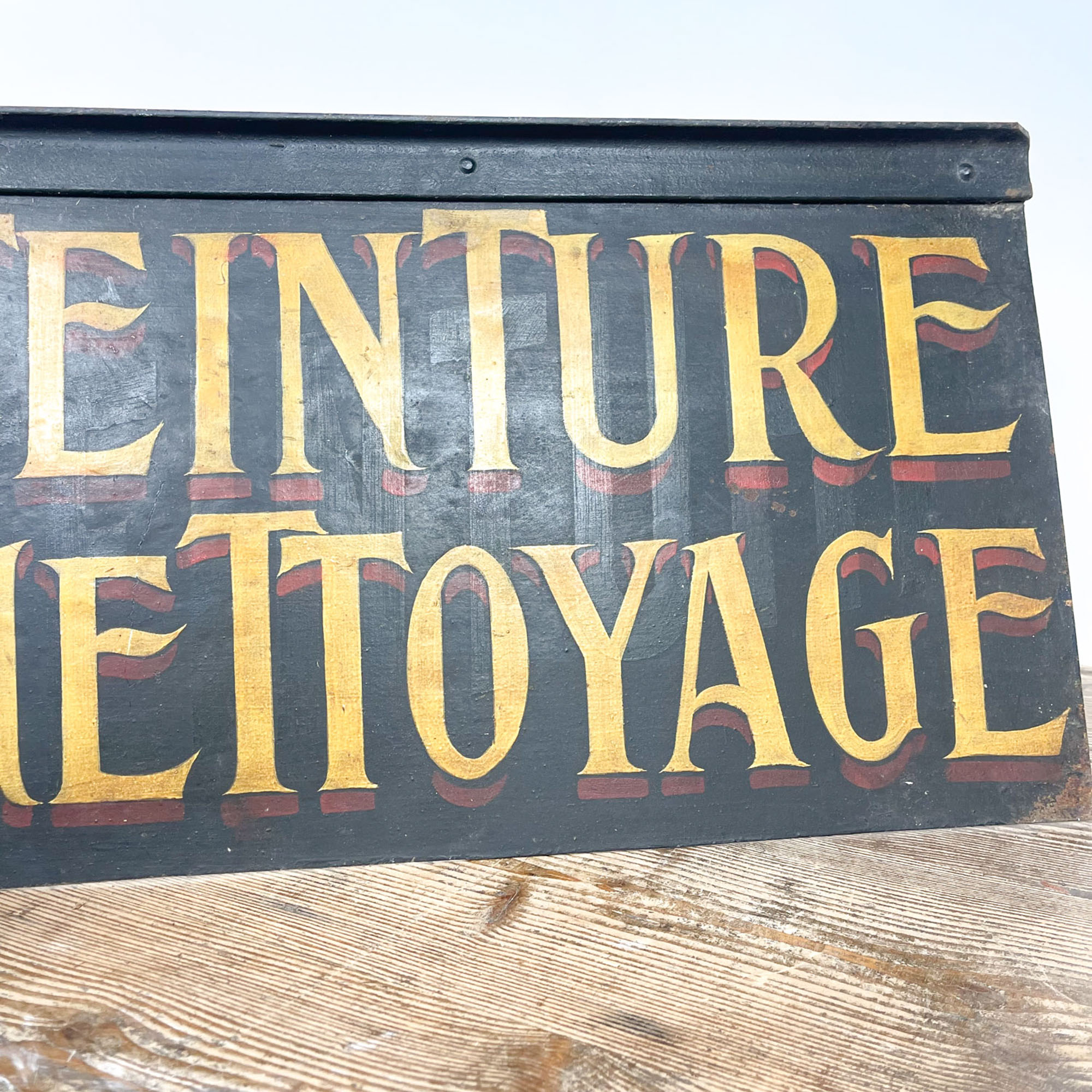 Antique french handpainted shop sign Teinture Nettoyage