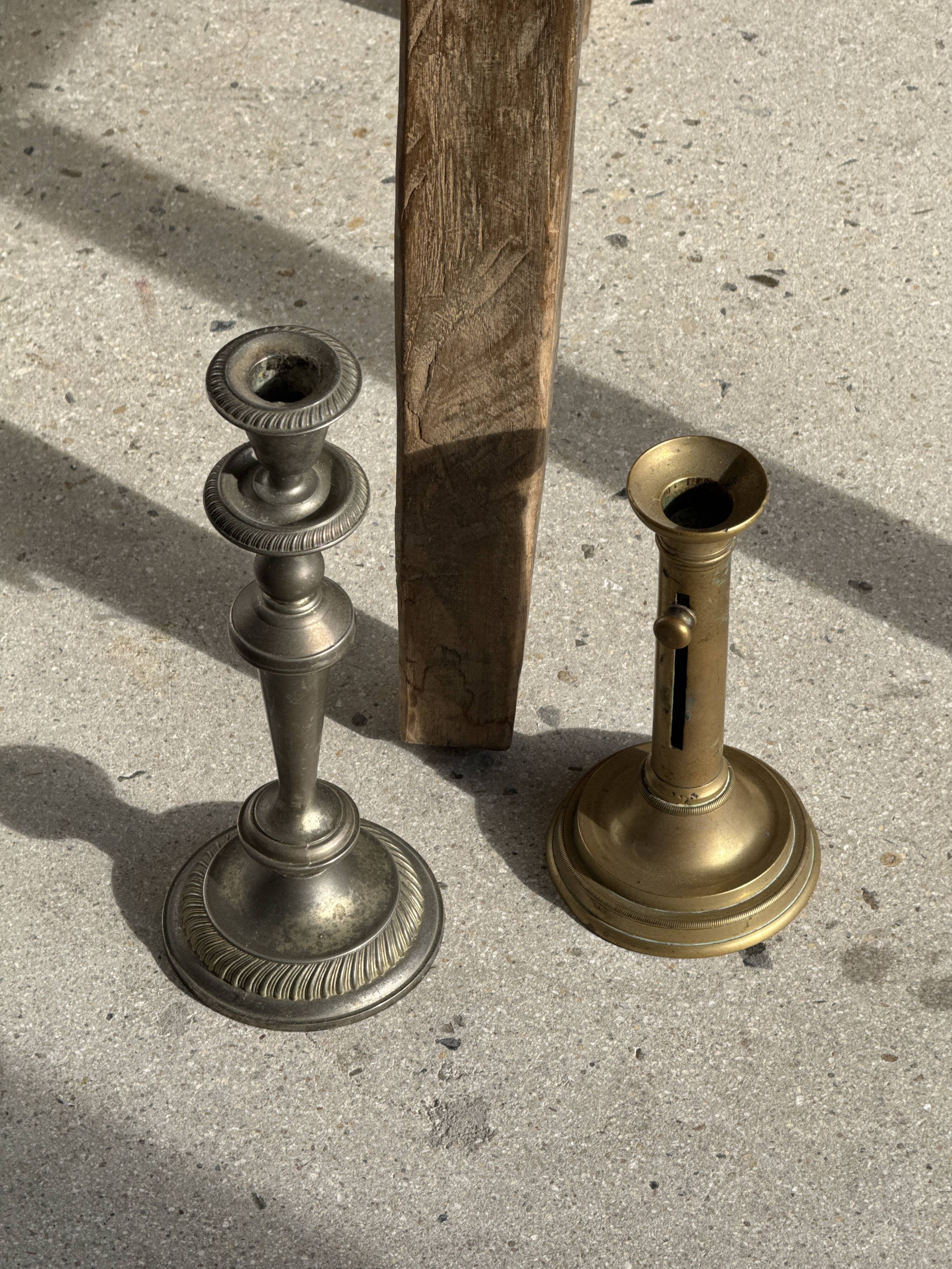 Large antique silver-plated candlestick H29 D10.5