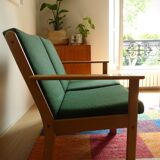 Set of 4 green Danish armchairs